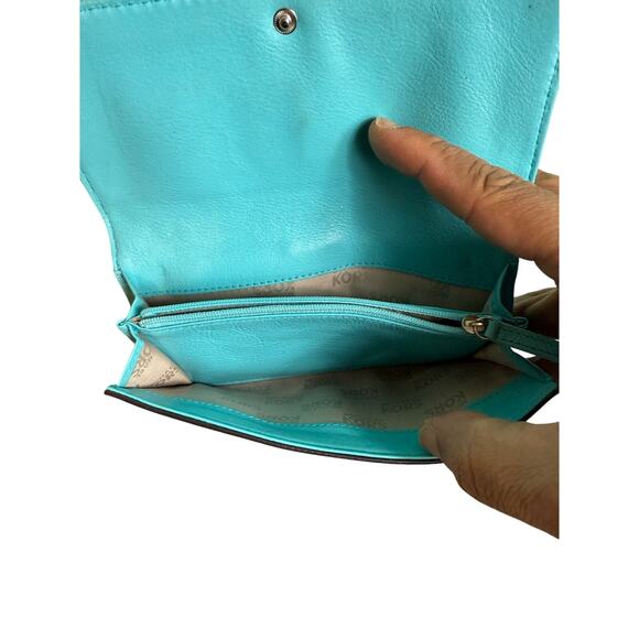 Michael Kors Brookville Leather Wallet Aqua Beauty*Large Organizer - Picture 8 of 12